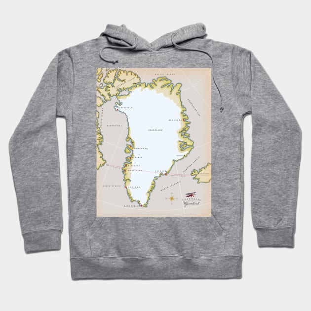 Illustrated Map of Greenland Hoodie by nickemporium1